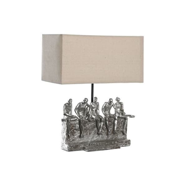 Pöytälamppu DKD Home Decor 36 x 21,5 x 43 cm Hopeinen Beige Metalli Hartsi 220 V 50 W