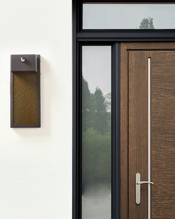 LED-Vägglampa för Utomhusbruk Grå Järn Glas 40 cm Extern Lampa Varmvitt Ljus Rörelsesensor Retro Design
