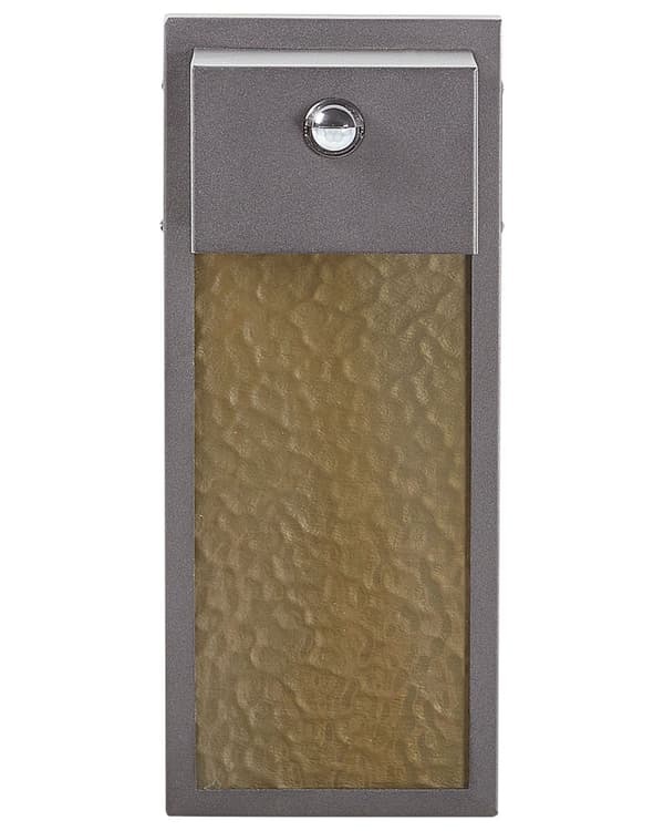 LED-Vägglampa för Utomhusbruk Grå Järn Glas 40 cm Extern Lampa Varmvitt Ljus Rörelsesensor Retro Design