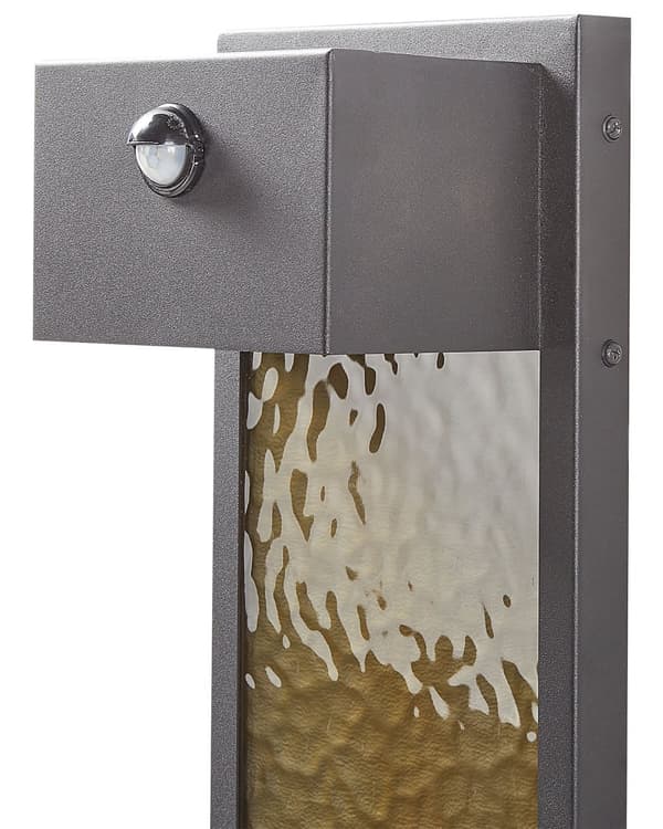 LED-Vägglampa för Utomhusbruk Grå Järn Glas 40 cm Extern Lampa Varmvitt Ljus Rörelsesensor Retro Design