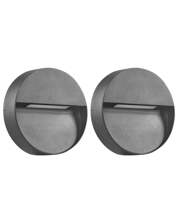 2 st LED-lampor för Väggbelysning Utomhus Svart Aluminium Glas Rund 15 cm Extern Modern Design Trädgård Patio