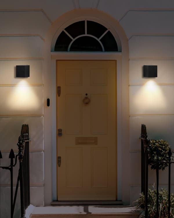 Sett med 2 Utendørs LED-vegglamper i Svart Aluminiumsglass 8 cm Utvendig Moderne Design Hage Uteplass