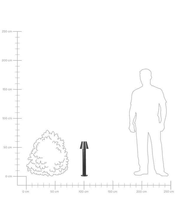 Pullertlampe Svart Aluminium 60 cm LED Stilampe Utendørs Hagebelysning Moderne Design