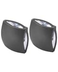 Miniatyrbilde 1 av 9: Sett med 2 Utendørs LED-vegglamper i Svart Aluminiumsglass 11 cm Utvendig Moderne Design Hage Uteplass