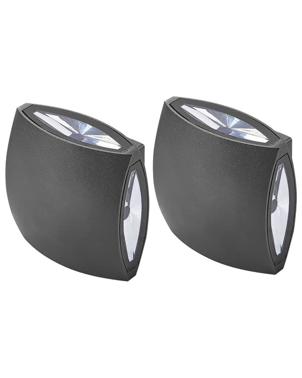 Sett med 2 Utendørs LED-vegglamper i Svart Aluminiumsglass 11 cm Utvendig Moderne Design Hage Uteplass
