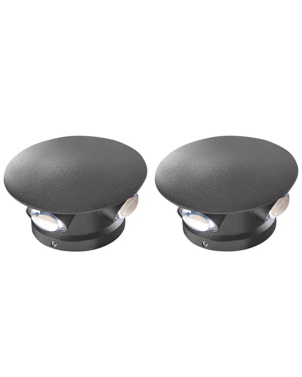 Sett med 2 Utendørs LED-vegglamper i Svart Aluminiumsglass 10 cm Utvendig Moderne Design Hage Uteplass