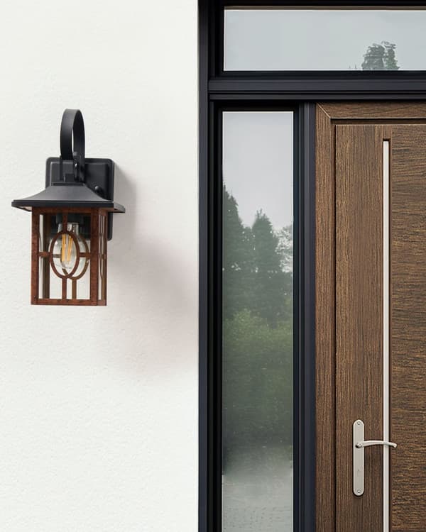 Utendørs vegglampe Svart Kobber Metall Jern Glass Tradisjonell stil Utelampe Belysning Hage