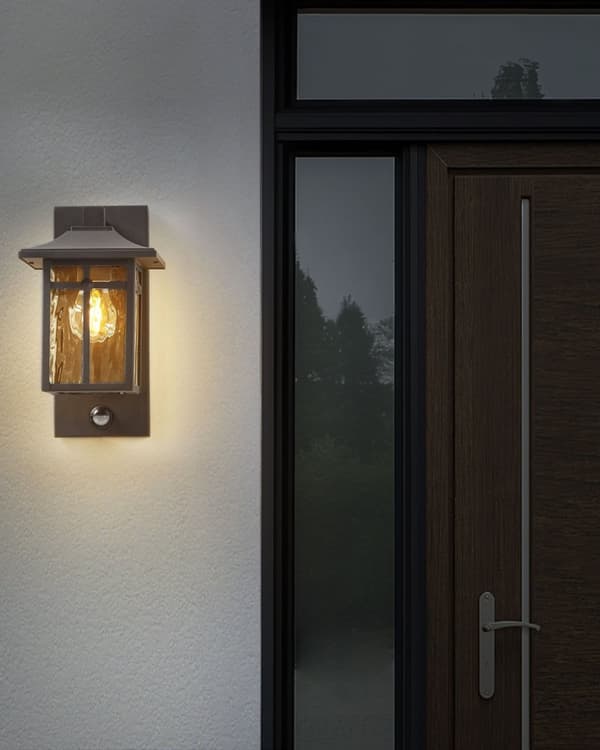 Utendørs Vegglampe Svart Jernglass 30 cm med bevegelsessensor Utvendig retro design