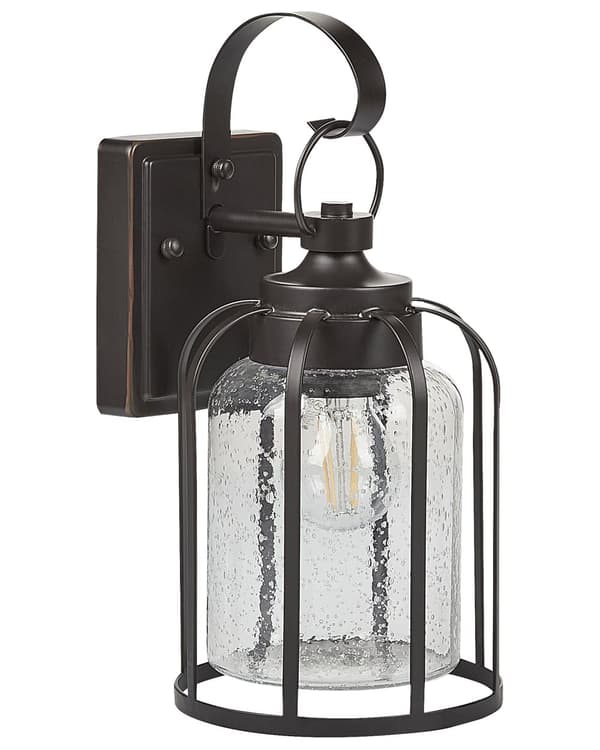 Utendørs Vegglampe Svart jernglass 36 cm Utvendig Retro Design