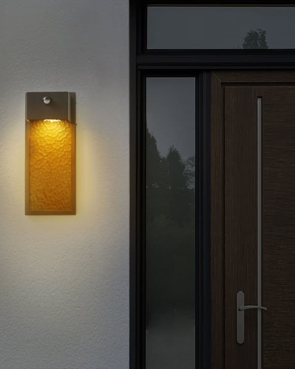 Utendørs vegglampe med bevegelsessensor LED Grå Jern Glass 40 cm Varmt hvitt lys Bevegelsessensor Moderne Retro Utelamper Belysning Hage