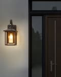 Miniatyrbilde 2 av 9: Utendørs Vegglampe Svart Jern Glass 34 cm Retro design Utelamper Belysning Hage