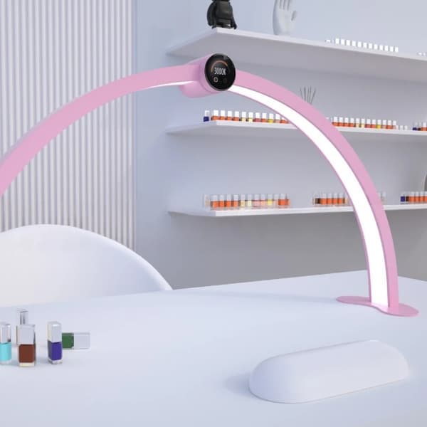 LED Skrivebordslampe, Justerbar Belysning, Intelligent Display Skærm,EU Stik, hvid, 365mm