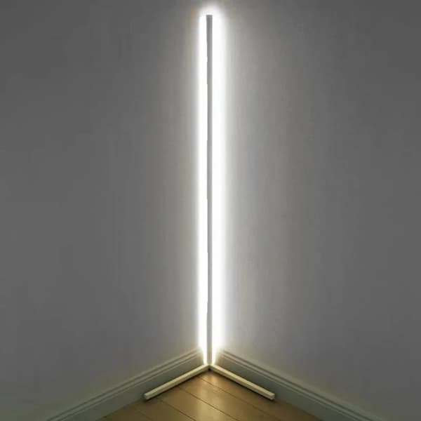 Nordisk LED-golvlampa, varma och vita ljusalternativ, platsbesparande hörndesign,Vit Ljus Svart White Light White