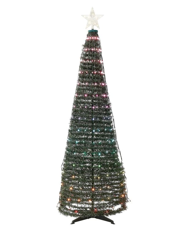 Juletre med flerfarget smart LED-lys 160 cm Appkontrollert belysning med timer og bryter Jul Dekorasjon