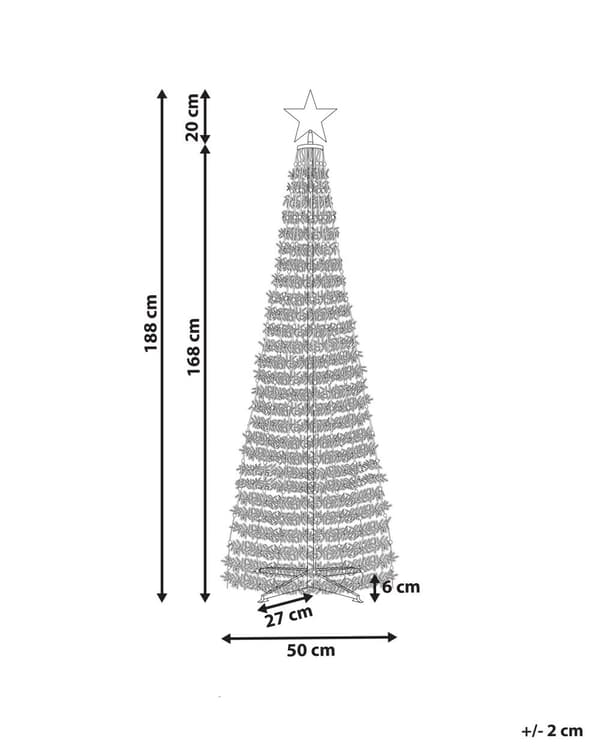 Juletre med flerfarget smart LED-lys 188 cm Appkontrollert belysning med timer og bryter Jul Dekorasjon