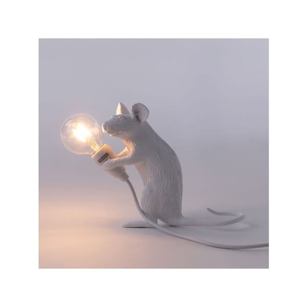 MOUSE-Bordslampa Mus sittande USB-kabel H12,5 cm Vit Seletti - designad av Marcantonio Raimondi Malerba
