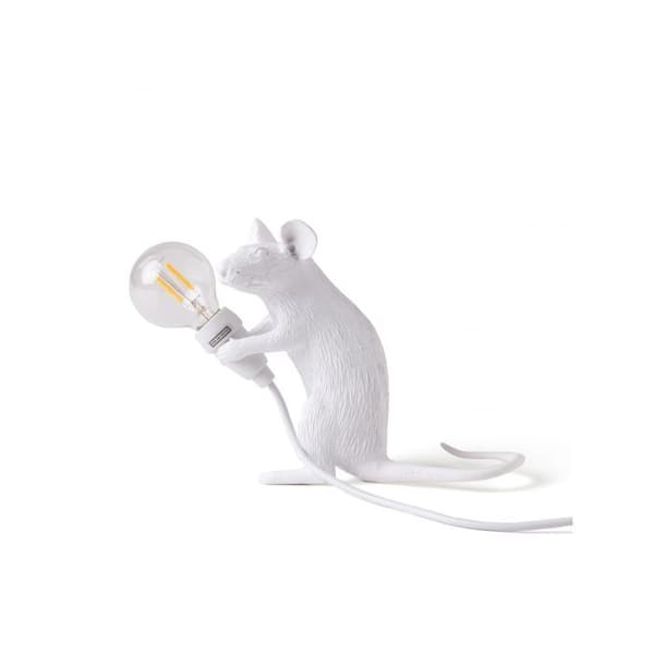 MOUSE-Bordslampa Mus sittande USB-kabel H12,5 cm Vit Seletti - designad av Marcantonio Raimondi Malerba