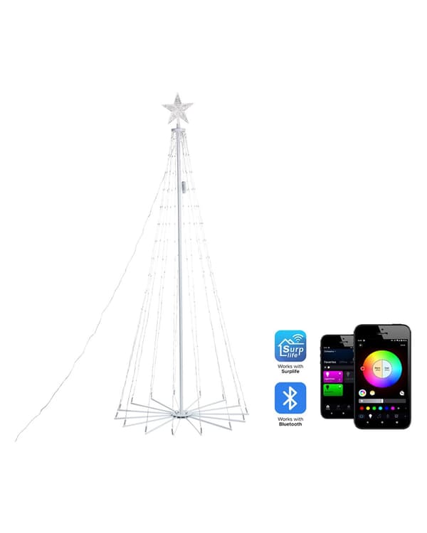 LED-julgran Grön App-styrd färgskiftande 190 cm med timer och strömbrytare Juldekoration Vardagsrum