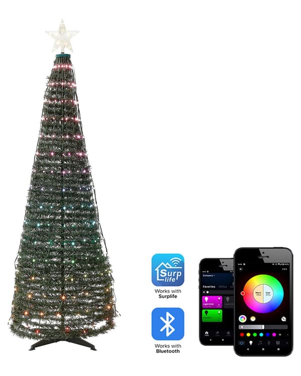 LED-julgran Grön App-styrd färgskiftande 160 cm med timer och strömbrytare Juldekoration Vardagsrum