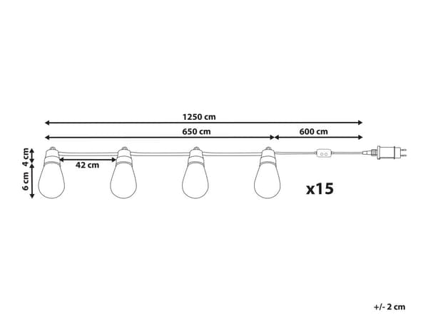 LED-ljuskedja med 15 lampor Flerfärgad App-styrd färgskiftande 1250 cm med Timer Switch Fjärrkontroll Julbelysning Vardagsrum