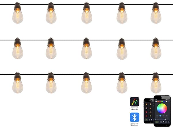 LED-ljuskedja med 15 lampor Flerfärgad App-styrd färgskiftande 1250 cm med Timer Switch Fjärrkontroll Julbelysning Vardagsrum