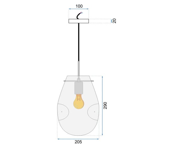 Hängande glastaklampa APP328-1CP Bärnsten