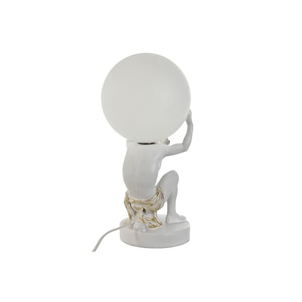 Bordlampe Home ESPRIT Hvit Gyllen Harpiks Plast 220 V 14 x 14 x 32 cm