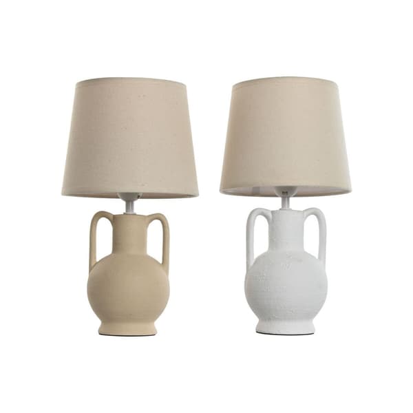 Bordlampe Home ESPRIT Hvit Beige Keramikk 50 W 220 V (2 enheter)