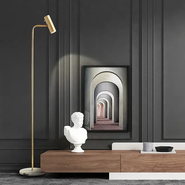 Modern LED Dimmable Golvlampa, Minimalistisk Design, Passar för Entréer och Sovrum,Trefärgad dimning, svart