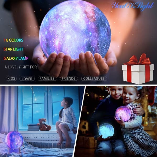 16 farger LED Moonlight Moon Lamp Hjemmeinnredning med fjernkontroll