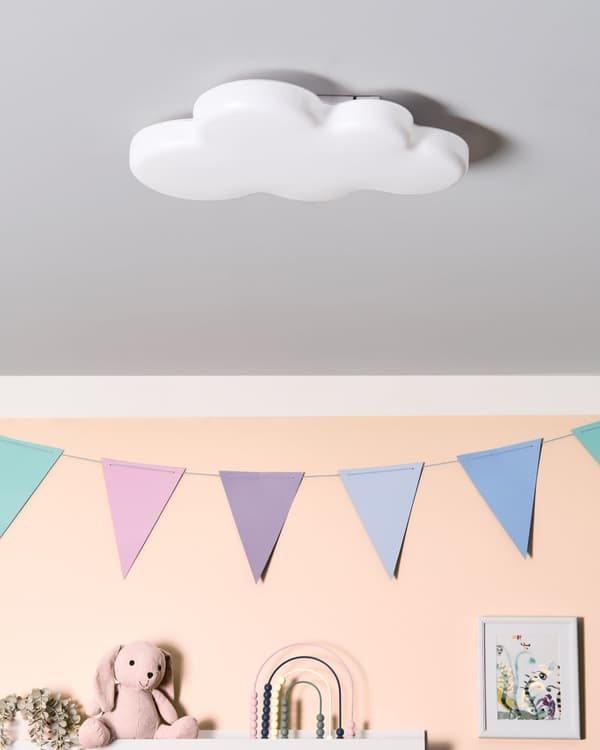 Taklampe Hvit Akryl LED Lampeskjerm formet som en sky Integrert dimmer med fjernkontroll Dekorativ belysning Barnerom