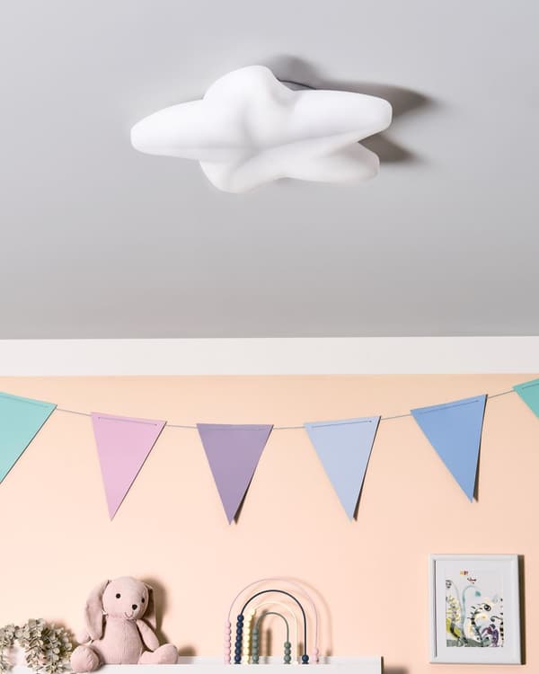 Taklampe Hvit Akryl Stjerneformet lampeskjerm Dimmer med fjernkontroll Dekorativ belysning Vegglampe Barnerom