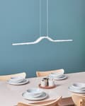 Miniatyrbillede 4 af 11: Langbordspendel Hvid Metal 86 cm Design LED Spisebordslampe til Køkken Metallampe til Spisebord Slim Hængelampe