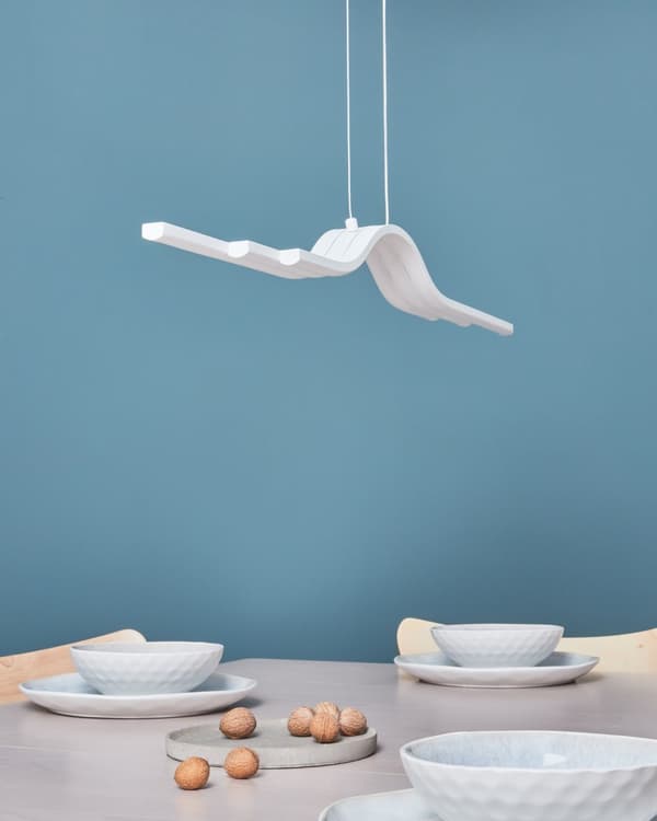 Langbordspendel Hvid Metal 86 cm Design LED Spisebordslampe til Køkken Metallampe til Spisebord Slim Hængelampe