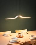 Miniatyrbillede 2 af 11: Langbordspendel Hvid Metal 86 cm Design LED Spisebordslampe til Køkken Metallampe til Spisebord Slim Hængelampe