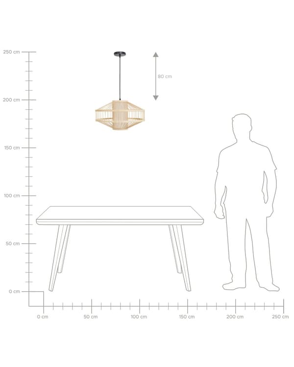 Pendellampe bambus naturlig farve lys træ flettet diffust lys moderne stil