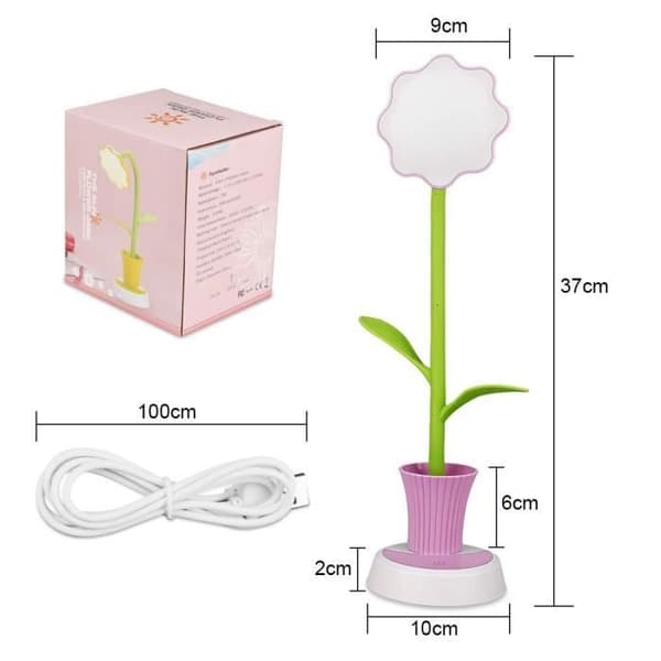 Skrivbordslampa för Barn - ZGEER - Uppladdningsbar USB Bordslampa - Rosa - LED - 3W - Litteraturlampa