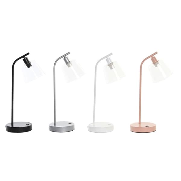 Pöytälamppu DKD Home Decor 22 x 15 x 46 cm Kristalli Hopeinen Musta Harmaa Pinkki Metalli Valkoinen 220 V 40 W 25 W 4 Kappaletta