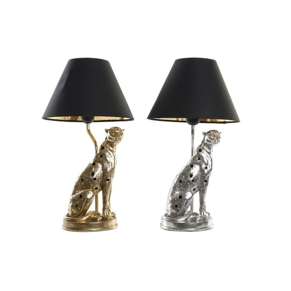 Bordslampa DKD Home Decor Silvrig Svart Gyllene 26 x 26 x 46 cm Harts 220 V 50 W (2 antal)