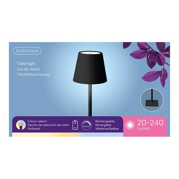 Bordslampa LED Lumineo 894376 Svart Metall 17 cm Laddningsbar