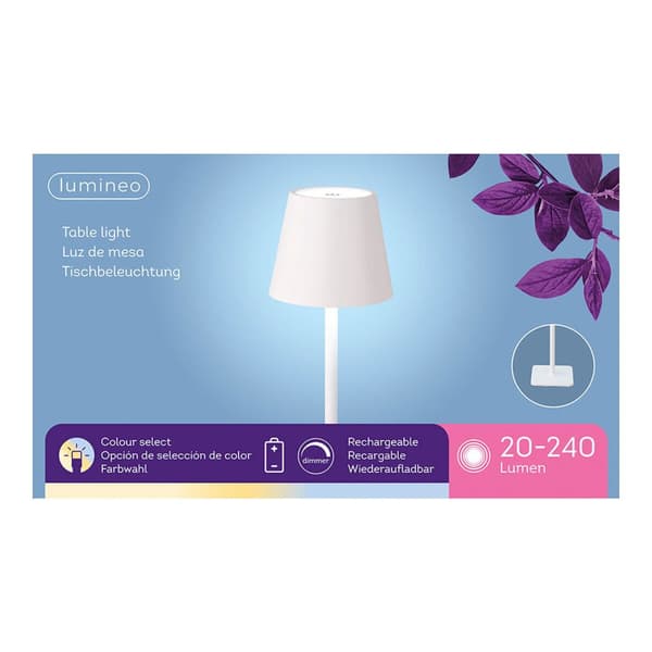 Bordslampa LED Lumineo 894378 Vit Metall 37 cm Laddningsbar