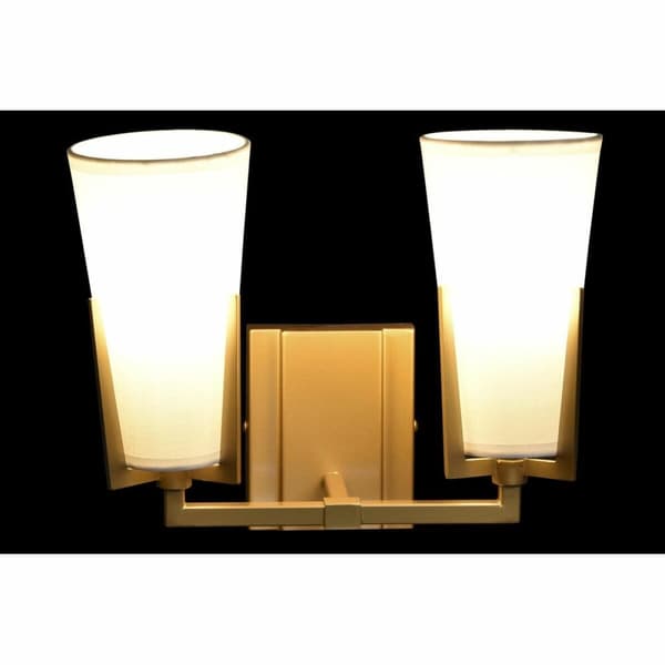 Vägglampa DKD Home Decor Glas Gyllene Metall Polyester Vit (30 x 18 x 23 cm)