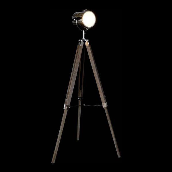 Gulvlampe DKD Home Decor Metal Træ Sølv Lys brun Stativ (66 x 66 x 142 cm)