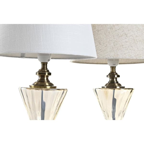 Bordlampe Home ESPRIT Hvid Beige 28 x 28 x 48 cm (2 enheder)