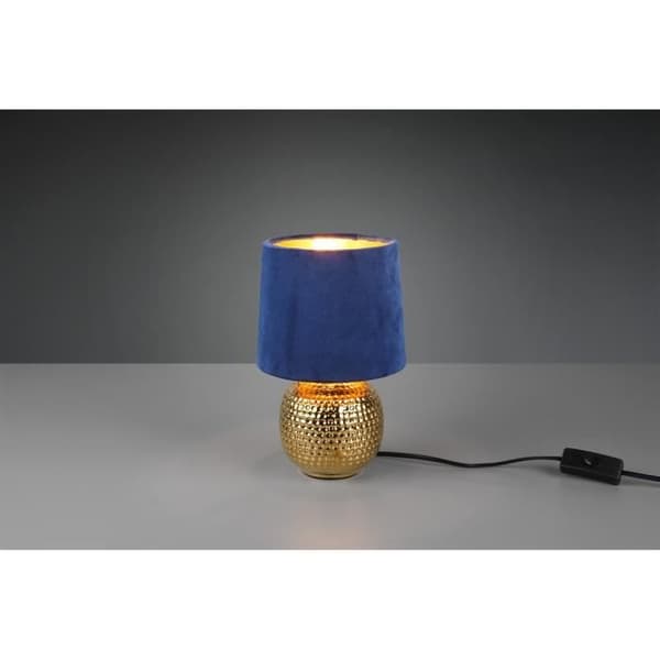 Reality Sophia Modern Sophia bordslampa med rund avsmalnande skärm, guldblå skärm