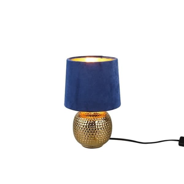 Reality Sophia Modern Sophia bordslampa med rund avsmalnande skärm, guldblå skärm