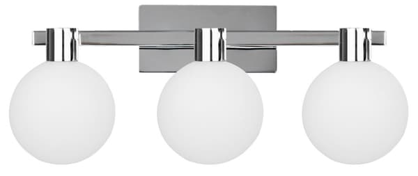 Maldus krom vägglampa 3x40w g9 med vit lampskärm