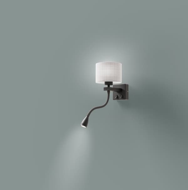 POLO SEINÄVALAISIN 1X40W E27 + 2W LED MUSTA LAMPPU. PYÖREÄ HARMAA