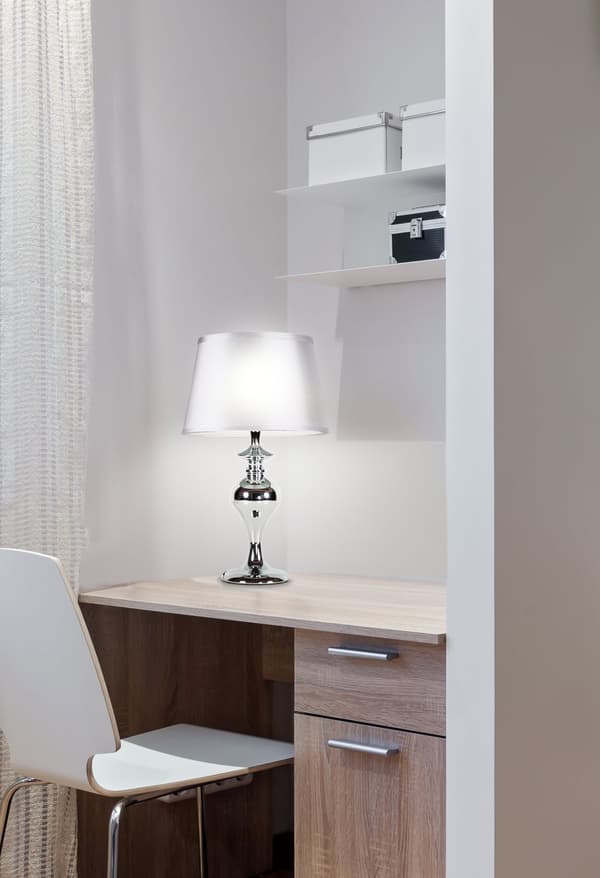 PRIMA KONTORLAMPE KROM 1X60 E27 SØLV OPENWORK