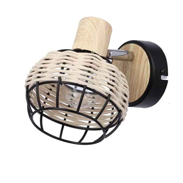 Taiga lampa vägglampa svart+trä 1x40w e14 lampskärm svart+trä